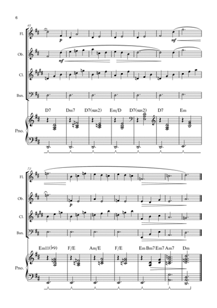 Gymnopédie no 1 | Woodwind Quartet | Original Key | Chords | Piano accompaniment |Easy intermediate image number null