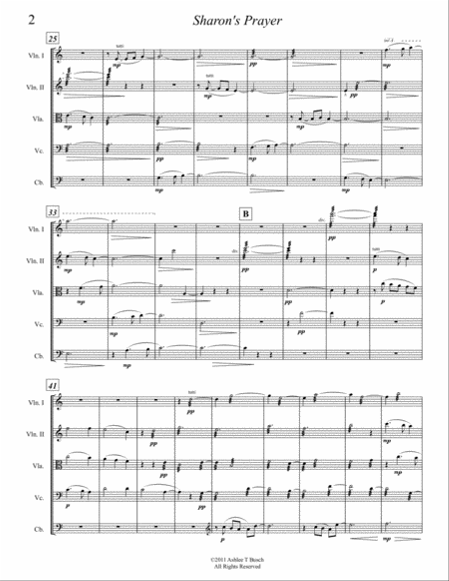 Sharon's Prayer for String Orchestra (SCORE AND PARTS) image number null