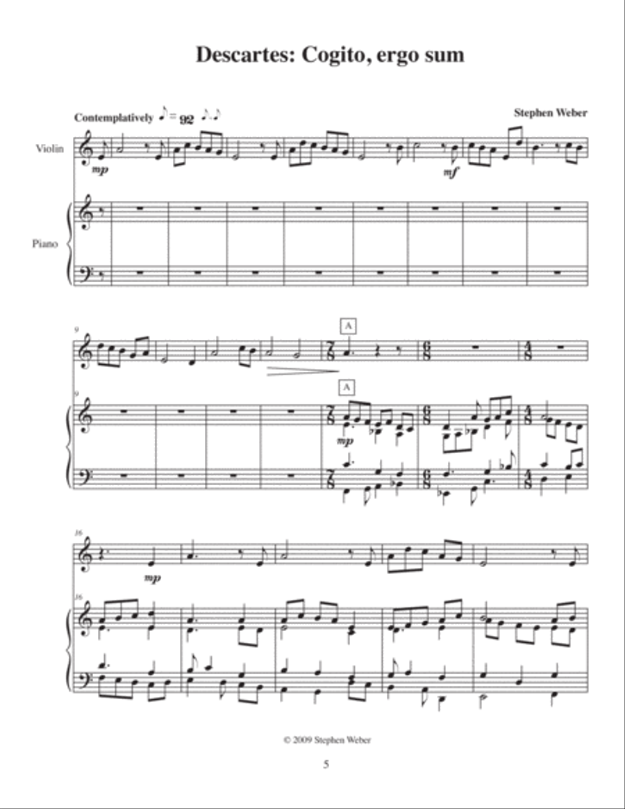 Philosophical Sketches for Violin and Piano Violin Solo scores gallery preview page 5