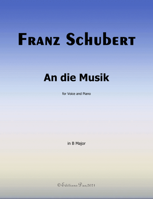 Book cover for An die Musik, by Schubert, in B Major