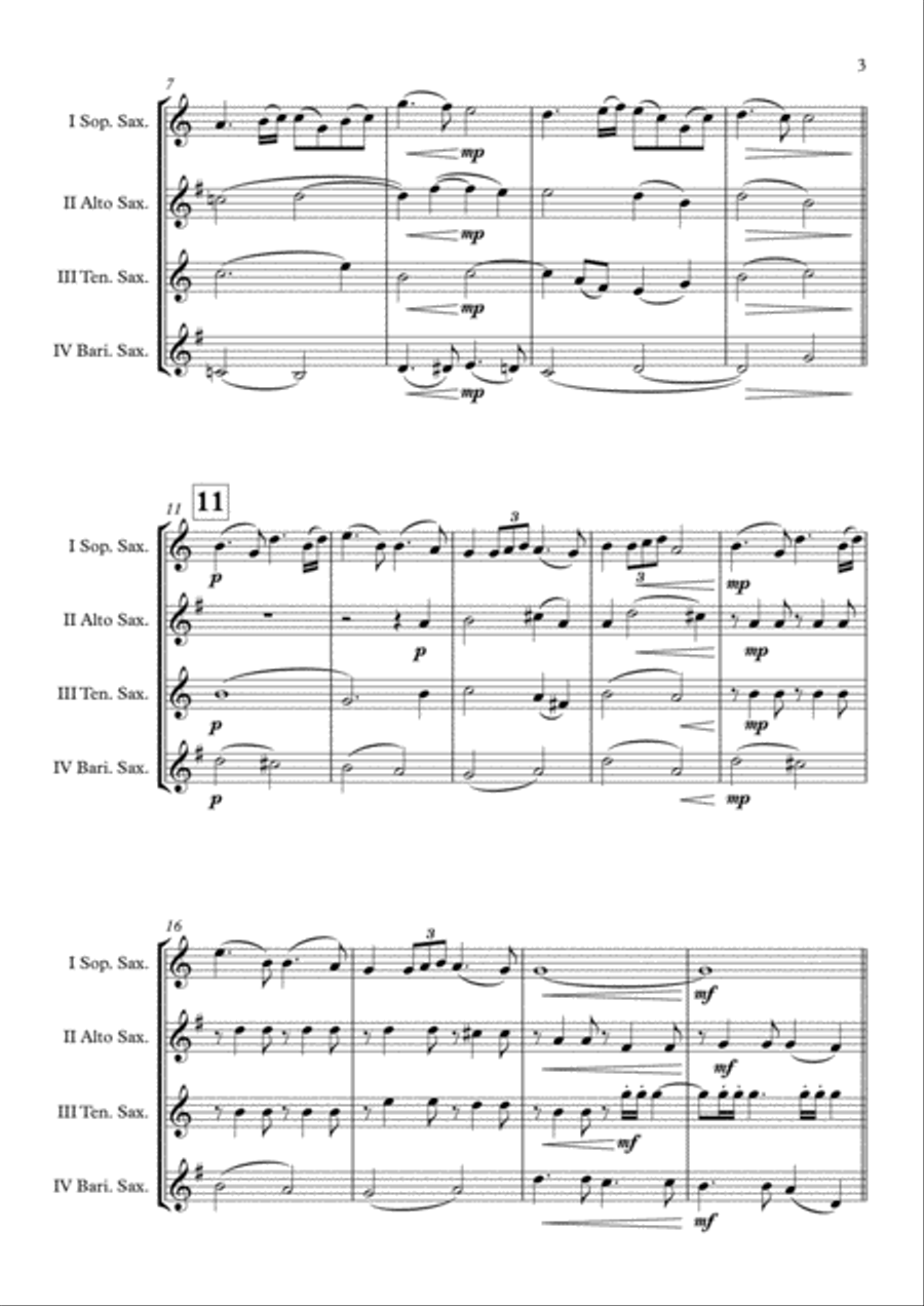 Highland Cathedral Saxophone Quartet scores gallery preview page 4