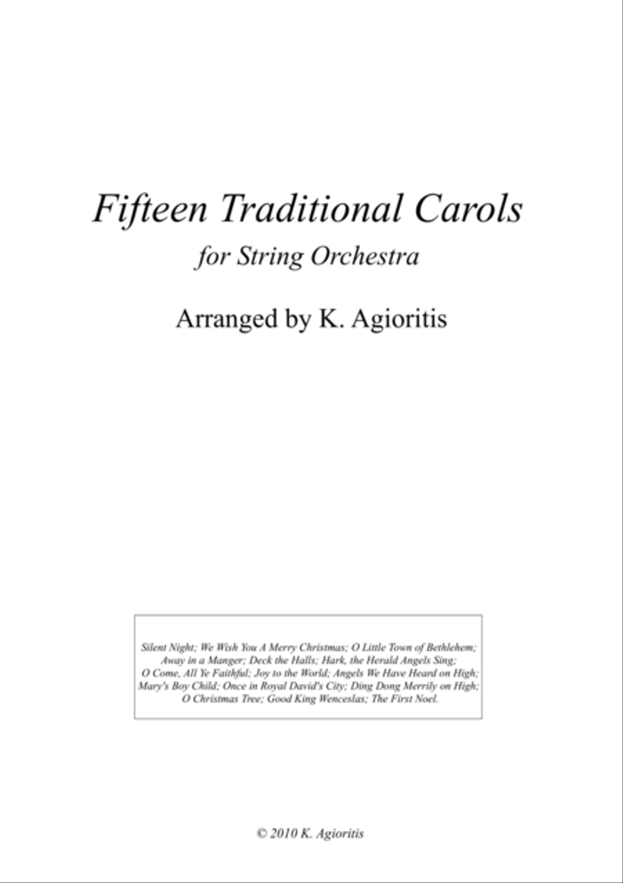 Fifteen Traditional Carols for String Orchestra - Score - Score Only String Orchestra scores gallery preview page 1