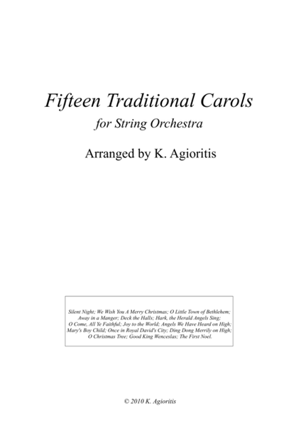 Fifteen Traditional Carols for String Orchestra - Score - Score Only image number null