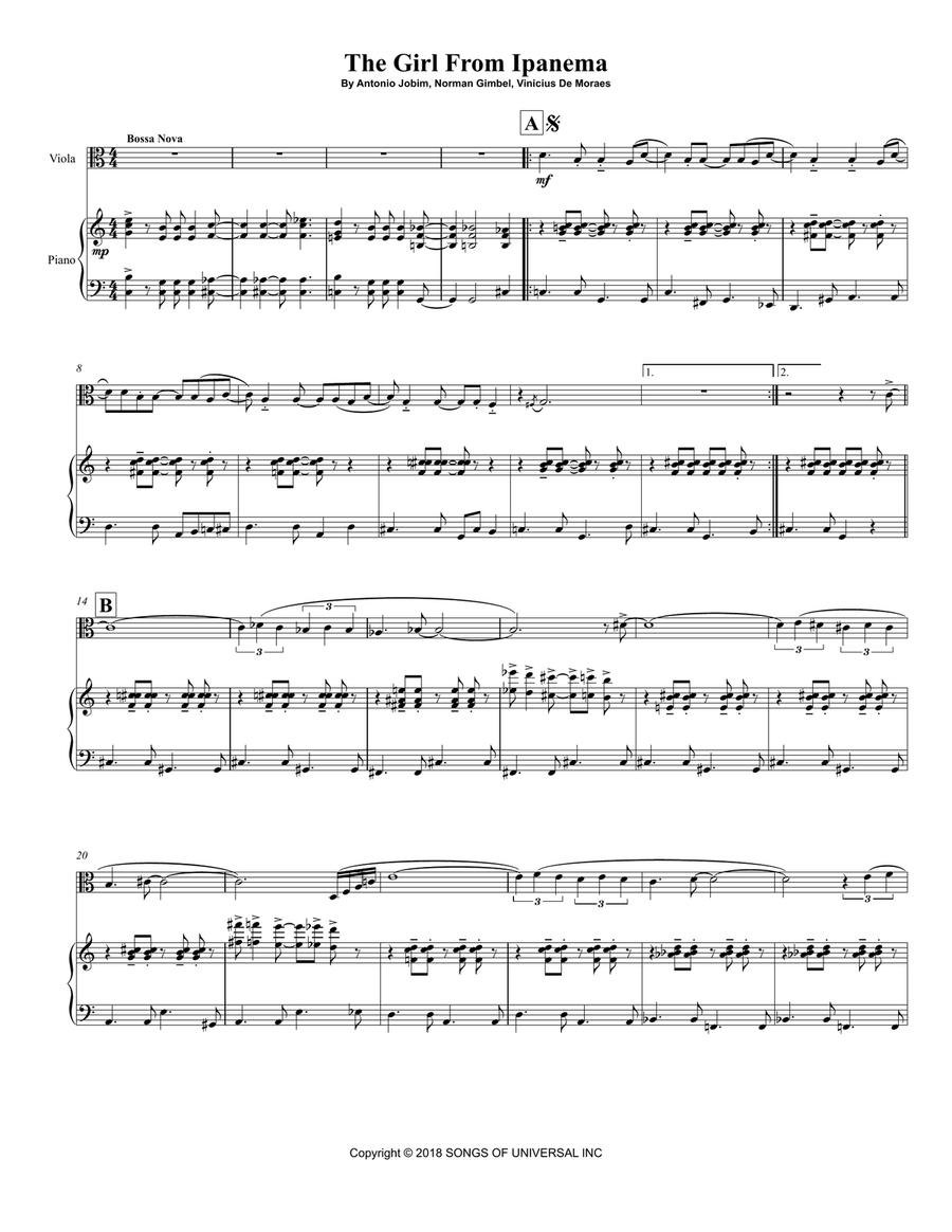 The Girl From Ipanema (garôta De Ipanema) Viola scores gallery preview page 2