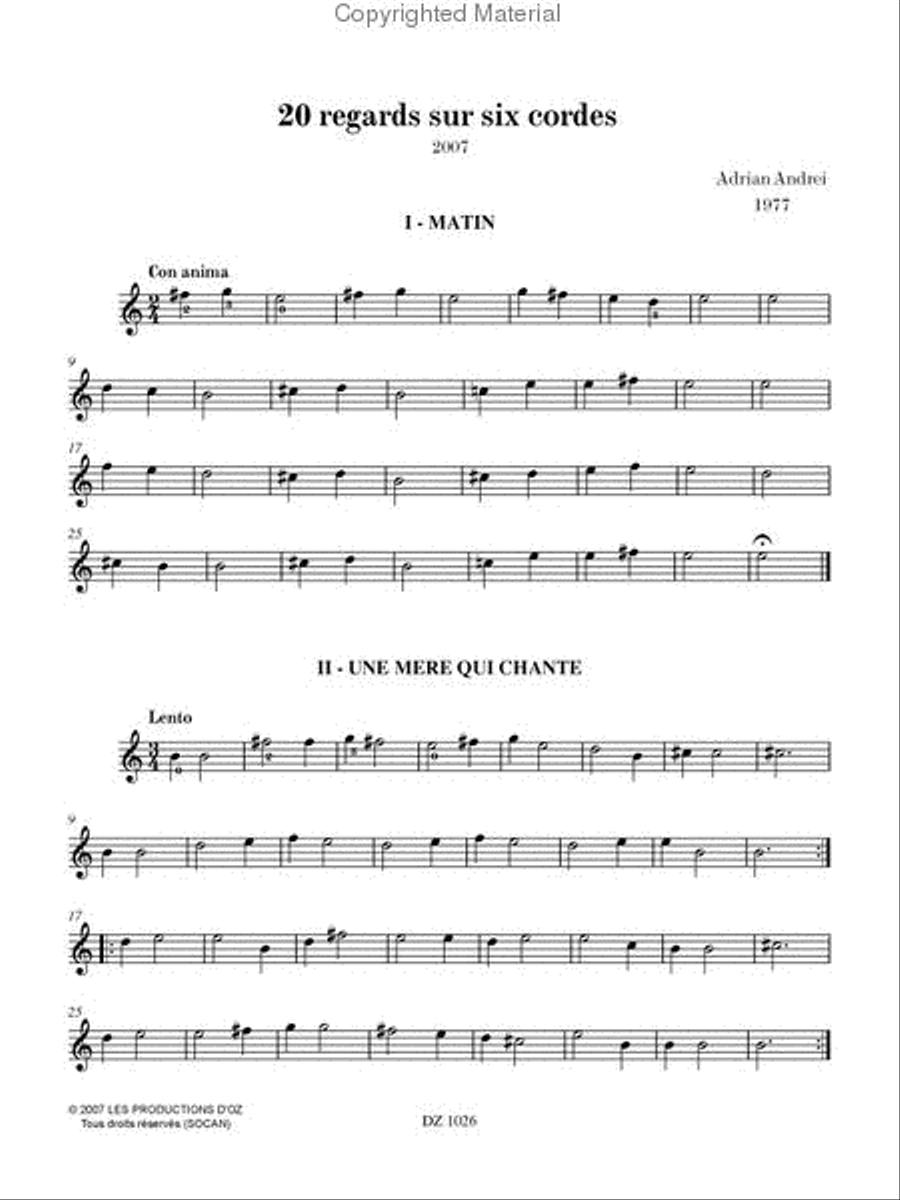 20 regards sur six cordes Classical Guitar scores gallery preview page 2