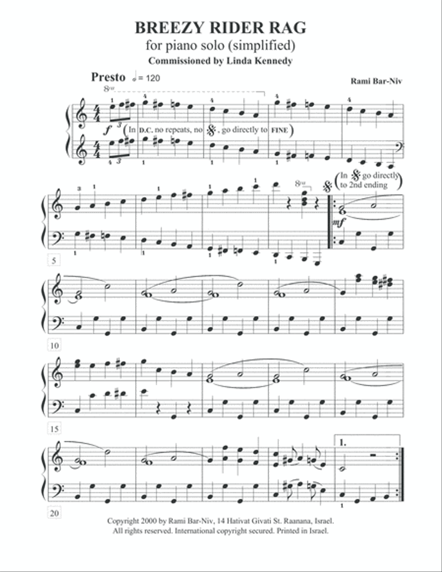 Breezy Rider Rag Piano Solo scores gallery preview page 1