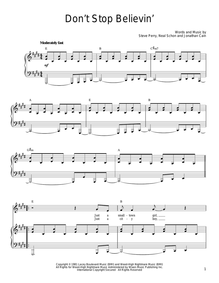 Don't Stop Believin' Acoustic Guitar scores gallery preview page 1