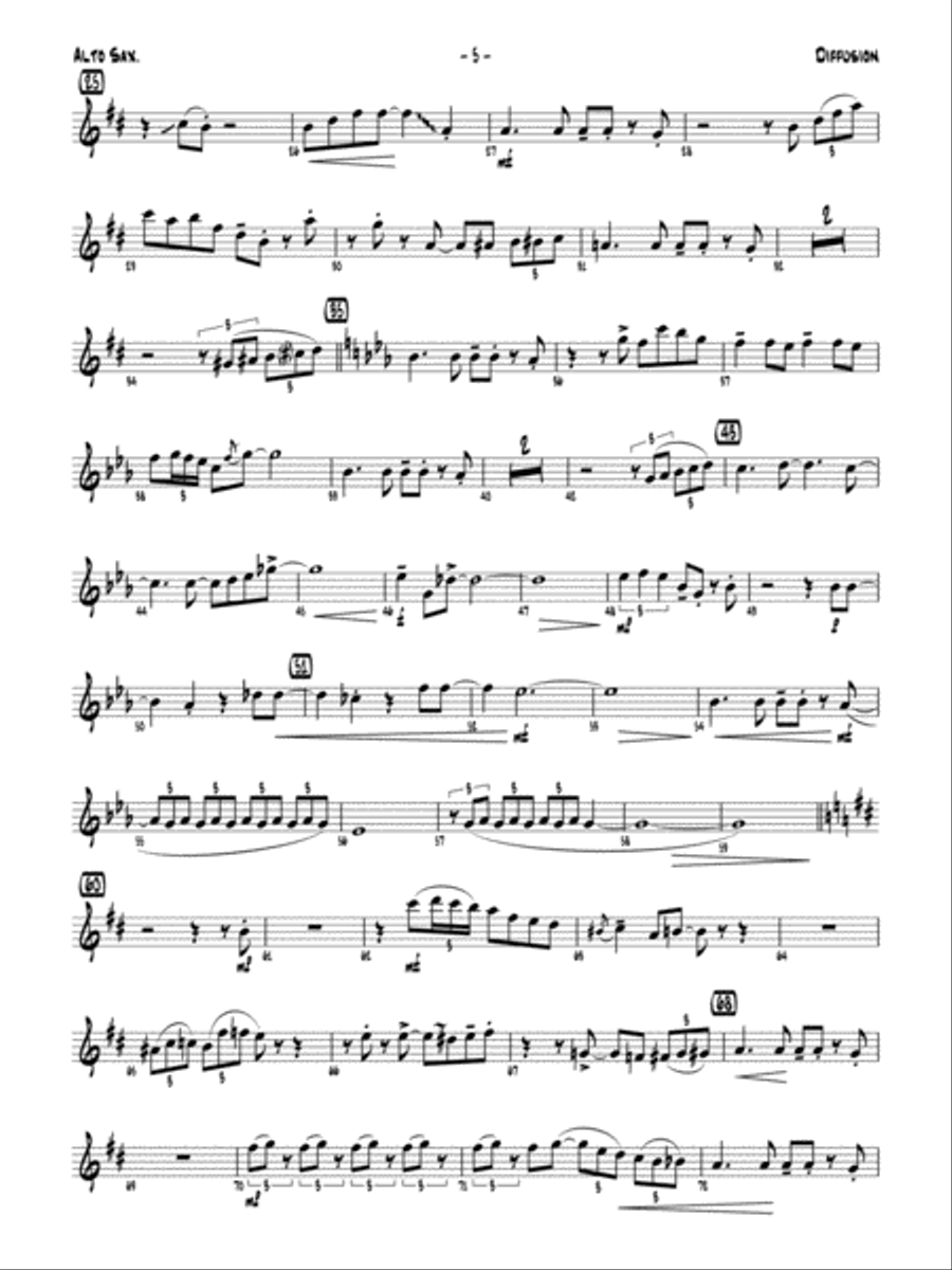 Diffusion for Sax Quartet: E-flat Alto Saxophone Saxophone Quartet scores gallery preview page 6
