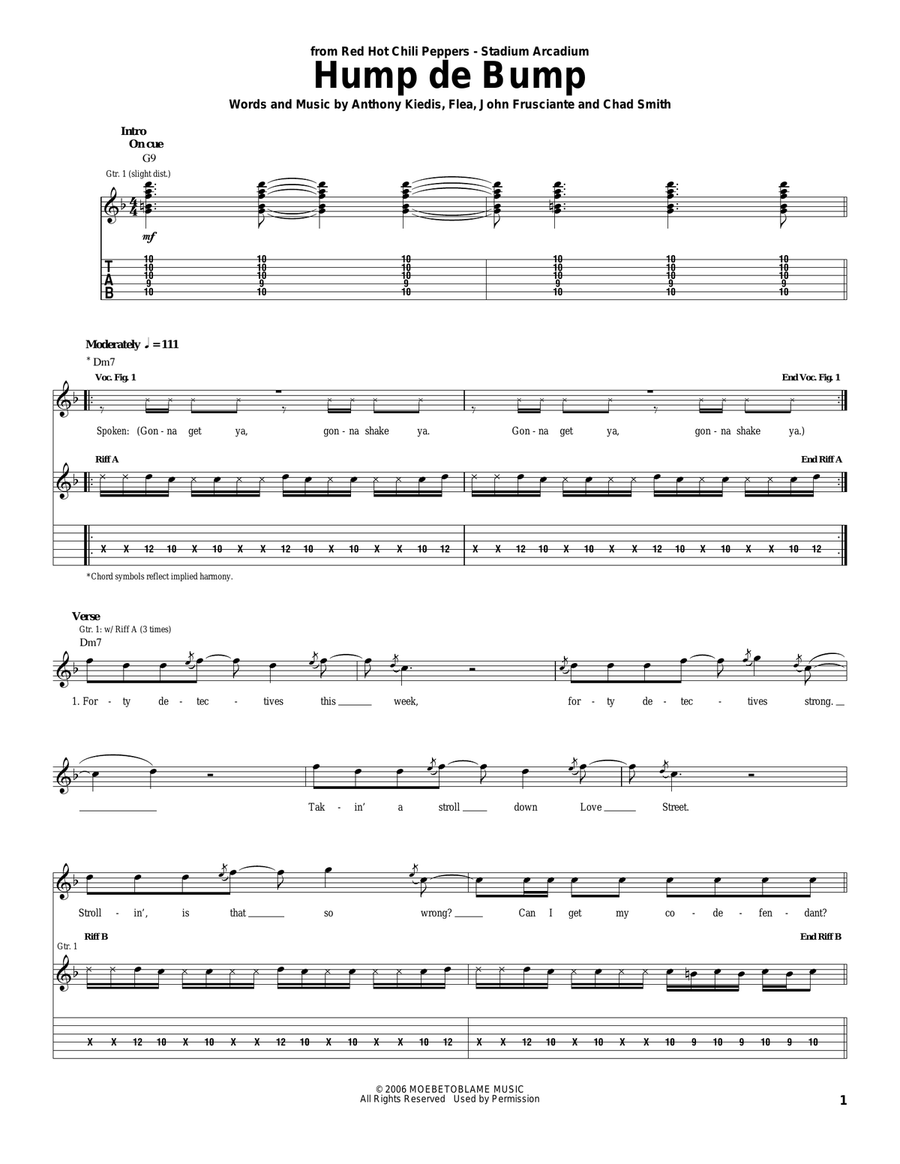 Hump De Bump Acoustic Guitar scores gallery preview page 1