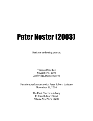 Book cover for Pater Noster (2003) for baritone and string quartet