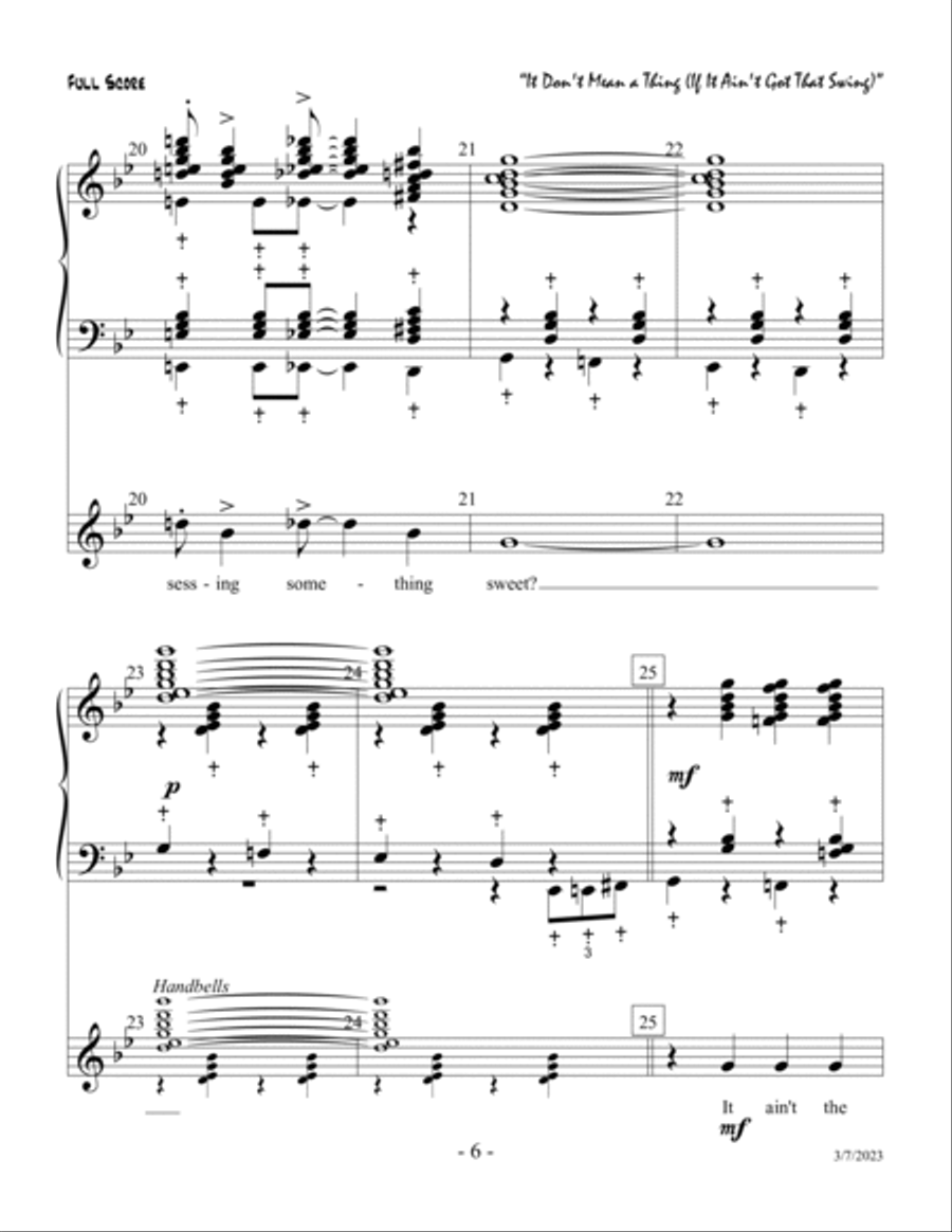It Don't Mean A Thing (if It Ain't Got That Swing) Handbell Choir scores gallery preview page 6