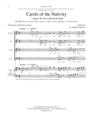 Carols of the Nativity: 7. Angels We Have Heard on High (Choral Score)