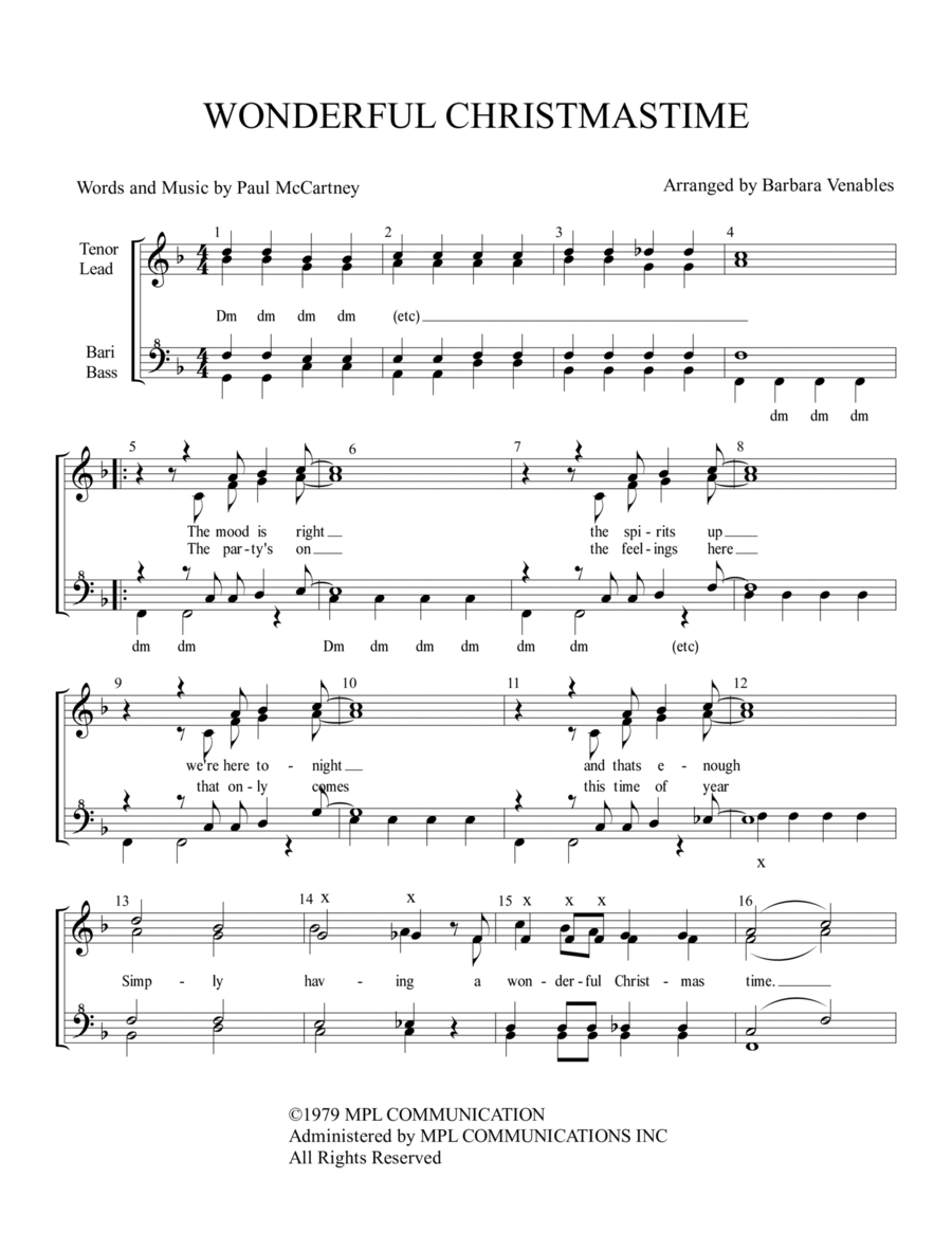 Wonderful Christmastime SSAA scores gallery preview page 1