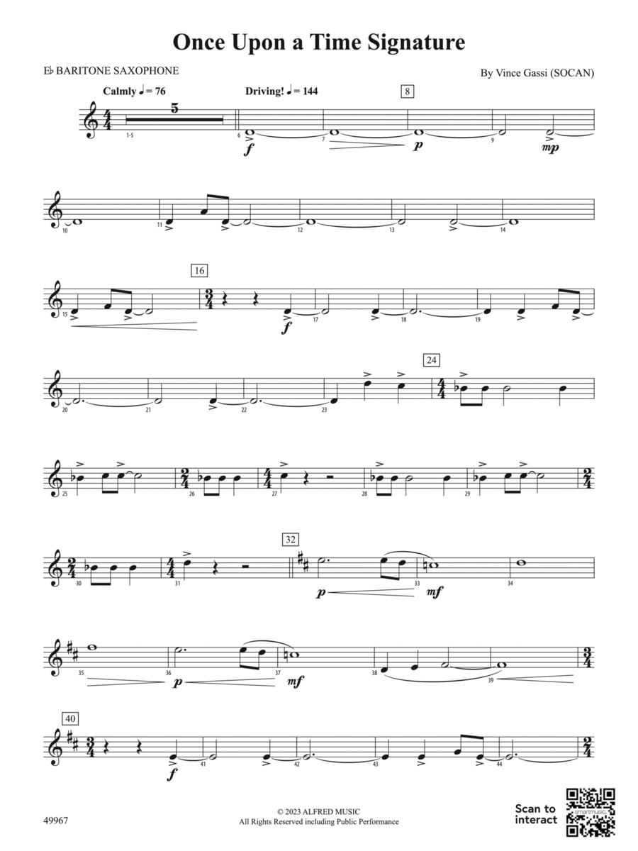 Once Upon a Time Signature: E-flat Baritone Saxophone Concert Band scores gallery preview page 1