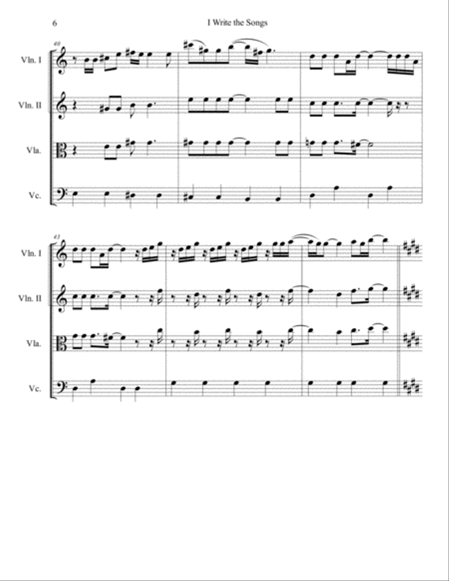 I Write The Songs String Quartet scores gallery preview page 6