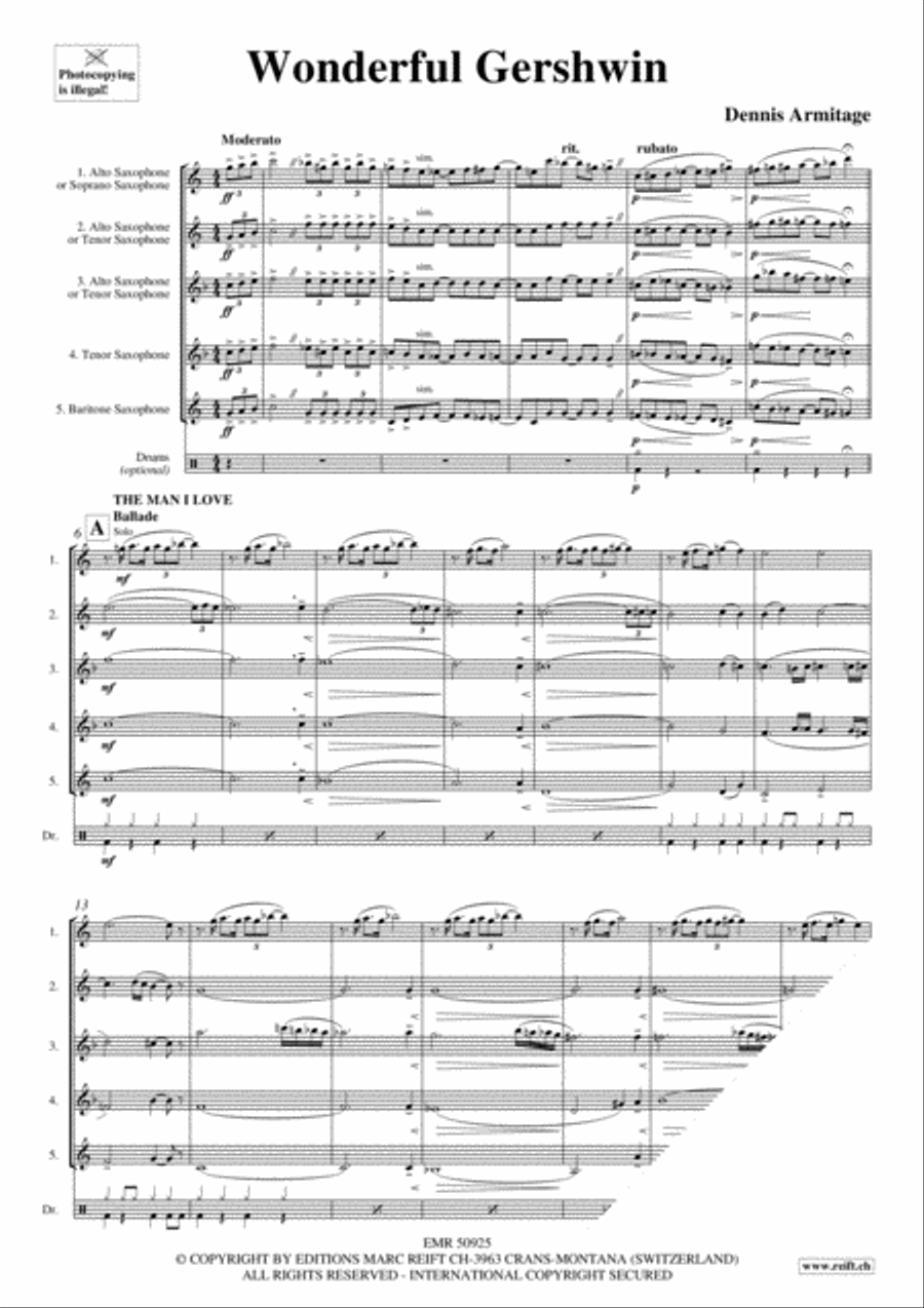 Wonderful Gershwin Wonderful Gershwin Saxophone Quintet scores gallery preview page 3