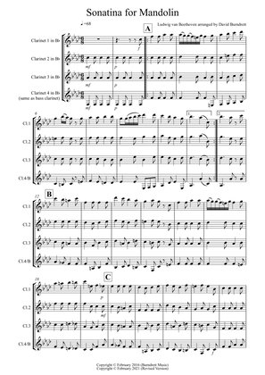 Sonatina by Beethoven for Clarinet Quartet
