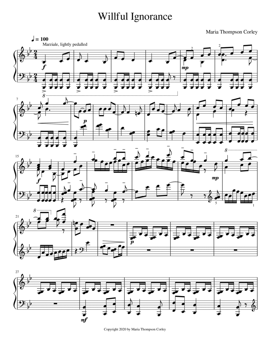 Willful Ignorance Piano Solo scores gallery preview page 1