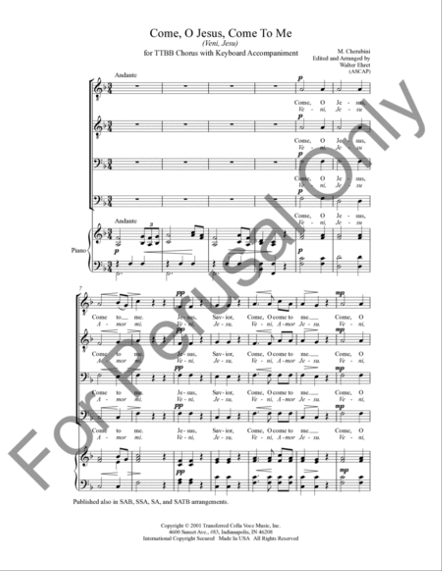 Come, O Jesus, Come To Me TTBB scores gallery preview page 2