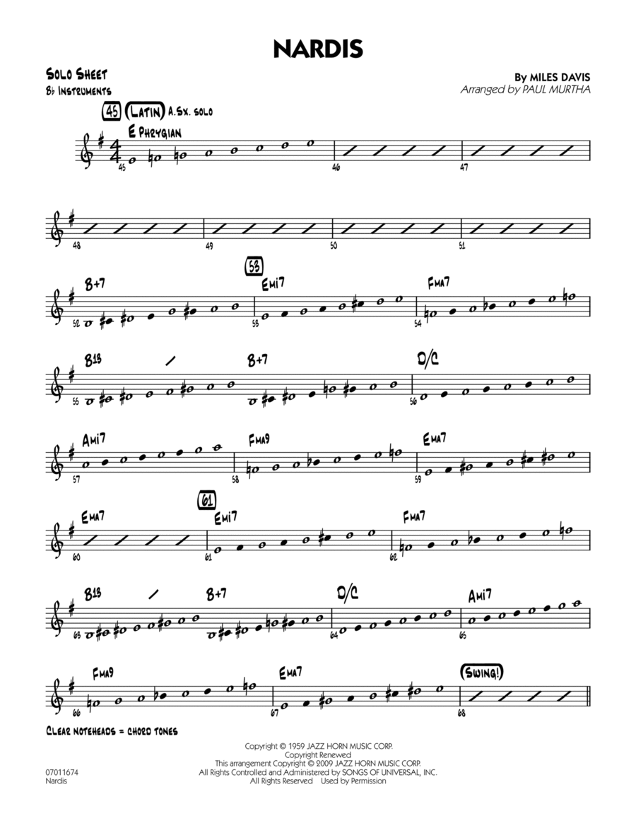 Nardis - Bb Solo Sheet Part scores gallery preview page 1
