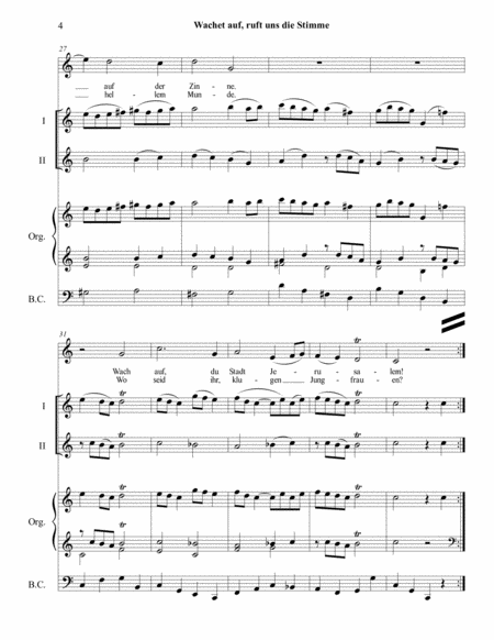 Op. 5 Aria: "Wachet auf, ruft uns die Stimme" (Chamber Conductor Score)