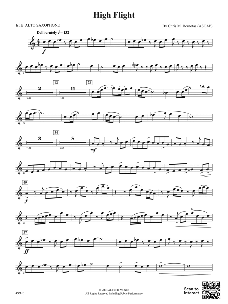 High Flight: E-flat Alto Saxophone Concert Band scores gallery preview page 1