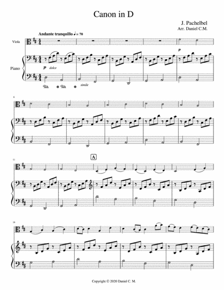 Canon in D for viola and piano image number null