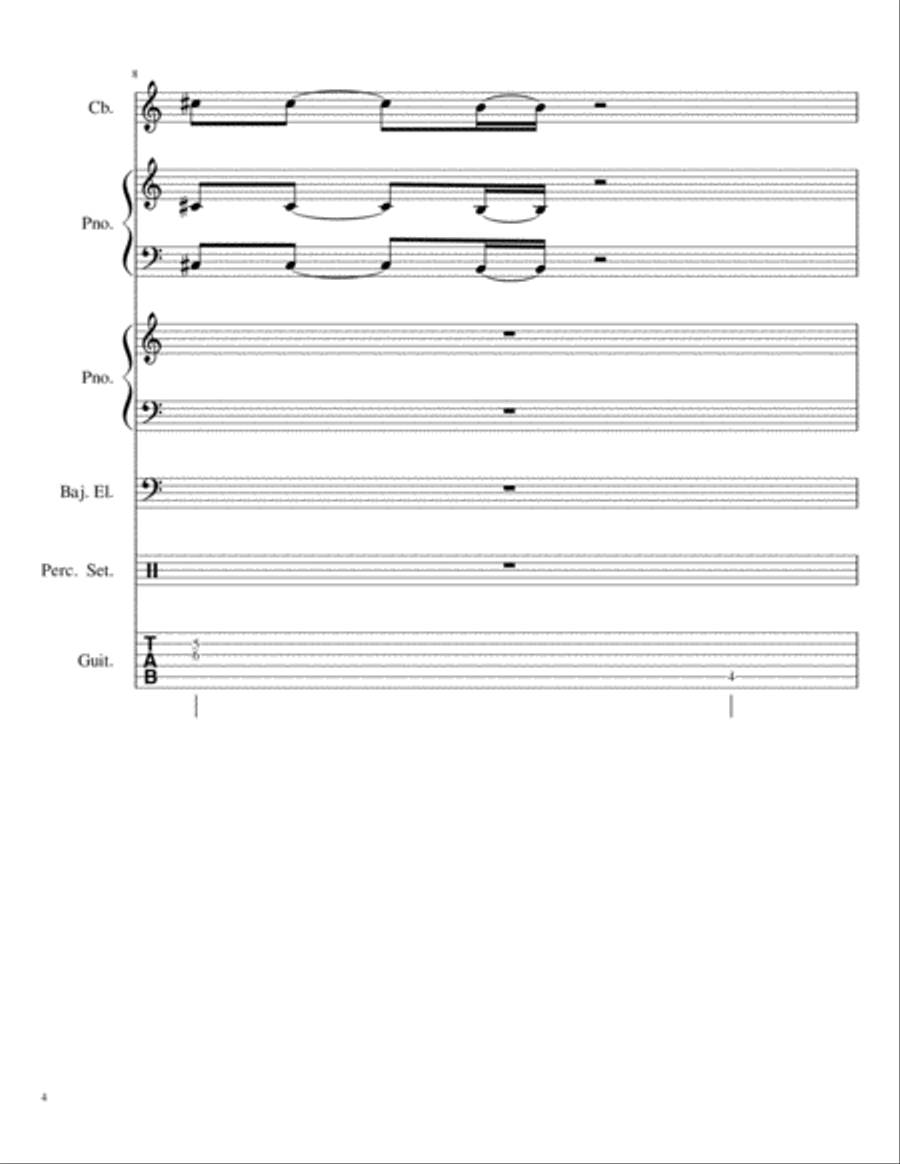 Maps (Contrabajo+dos pianos+bajoelectrico+percusión) Small Ensemble scores gallery preview page 4