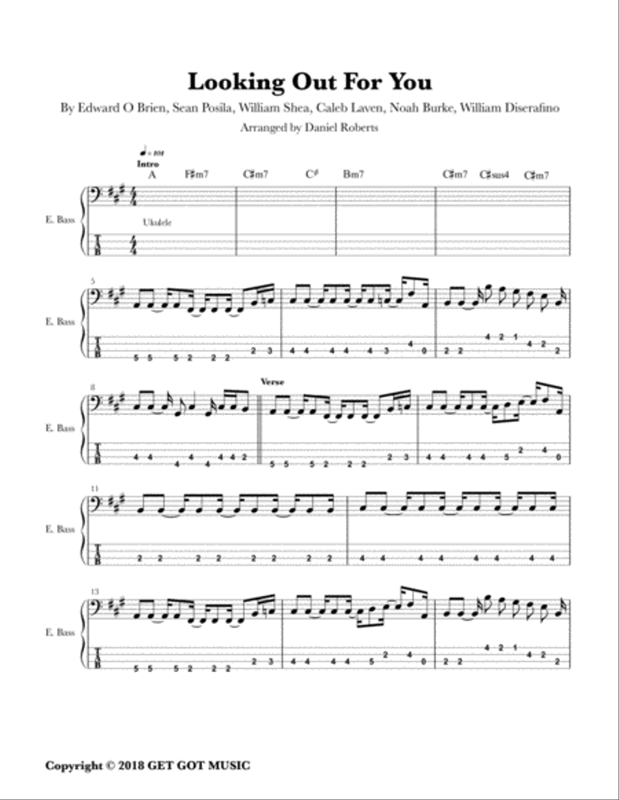 Looking Out For You Bass Guitar scores gallery preview page 1