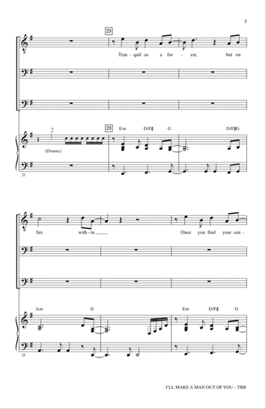 I'll Make A Man Out Of You (from Mulan) (arr. Roger Emerson) 3-Part scores gallery preview page 4