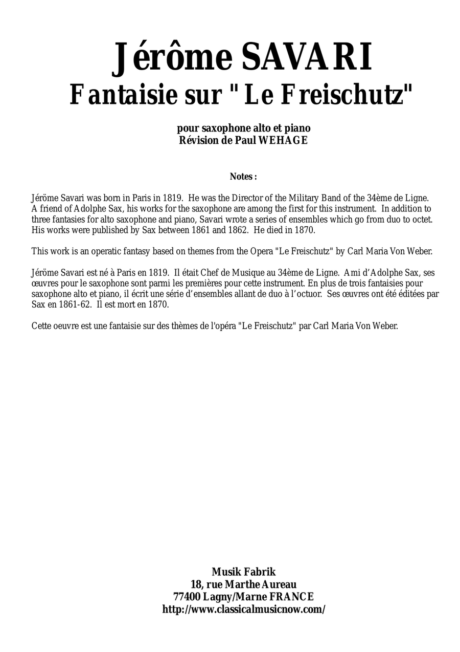 Jerome Savari : Fantaisie sur 
