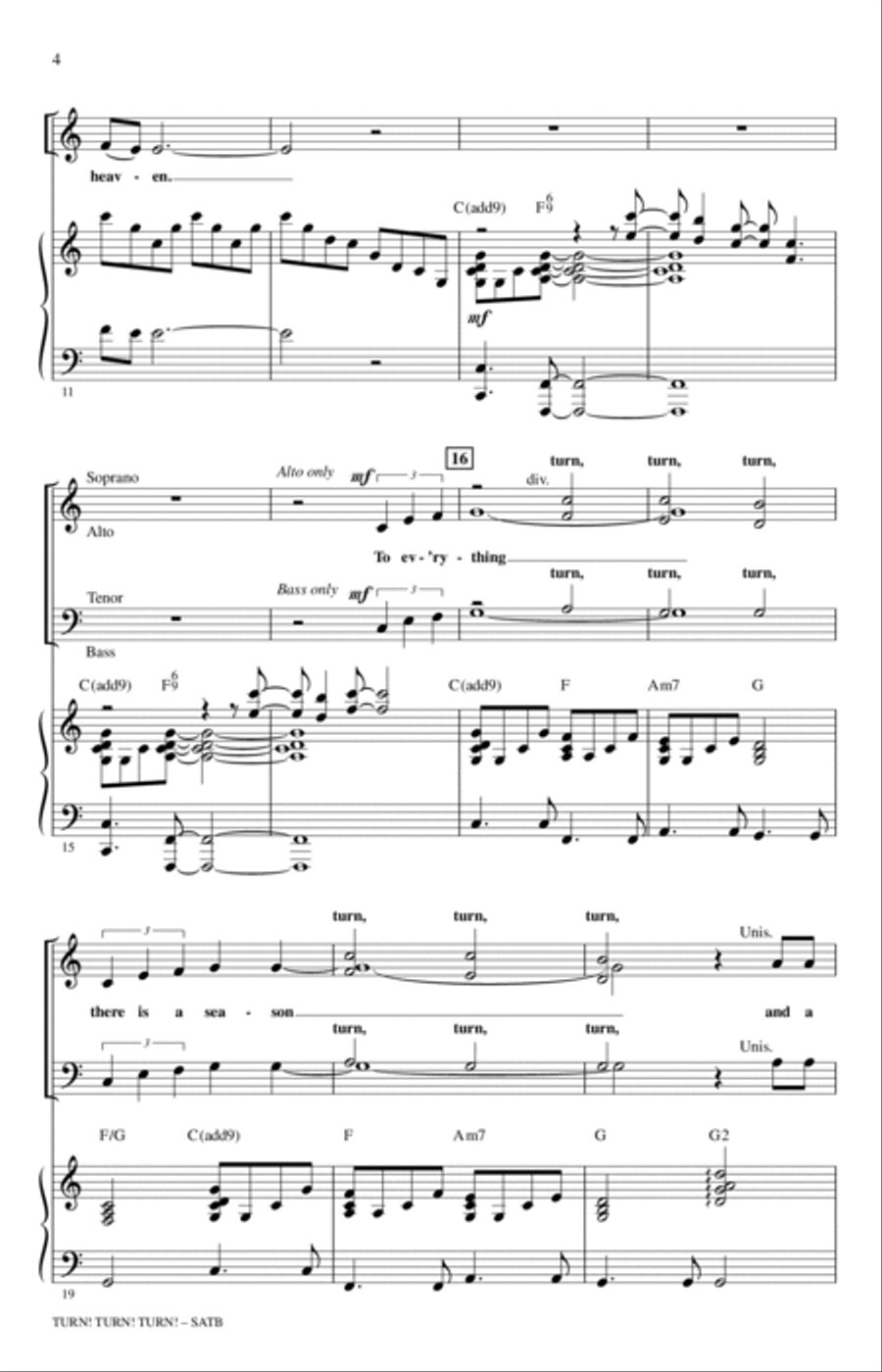Turn! Turn! Turn! (To Everything There Is A Season) (arr. Roger Emerson) 4-Part scores gallery preview page 2