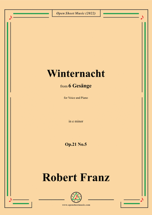 Book cover for Franz-Winternacht,in e minor,Op.21 No.5,for Voice and Piano