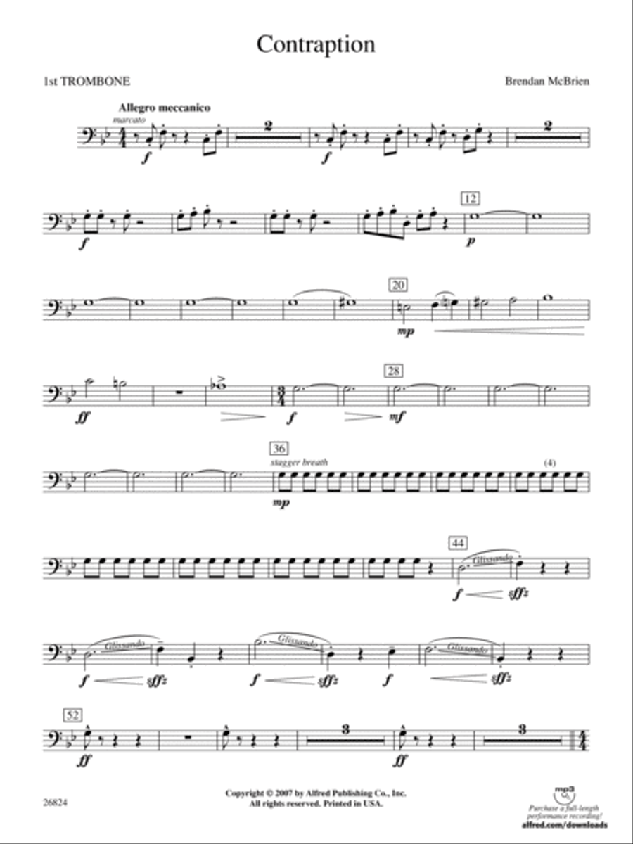 Contraption: 1st Trombone Concert Band scores gallery preview page 1