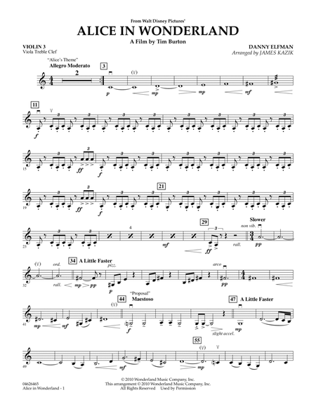 Alice In Wonderland - Violin 3 (Viola Treble Clef)