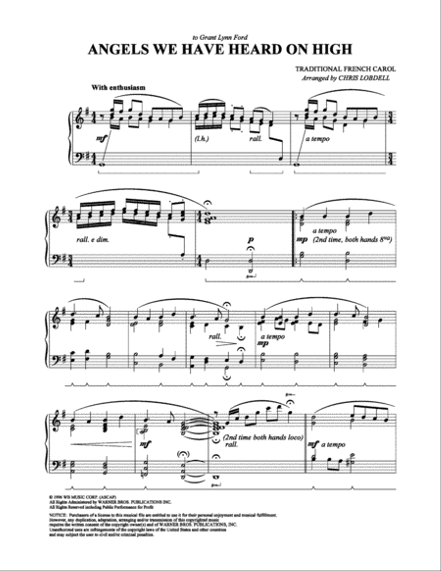 Angels We Have Heard on High Piano Solo scores gallery preview page 1