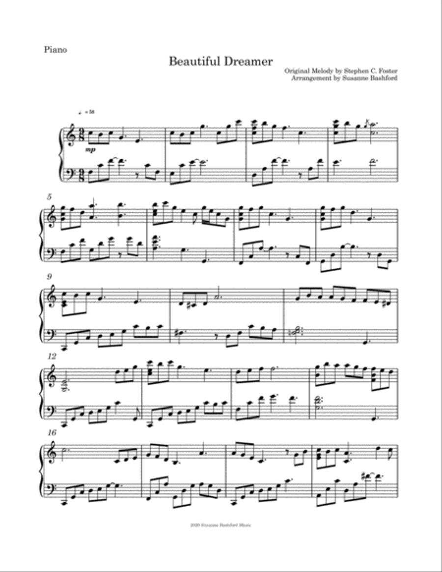 Beautiful Dreamer Beautiful Dreamer Piano Solo scores gallery preview page 1