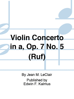 Book cover for Violin Concerto in a, Op. 7 No. 5 (Ruf)
