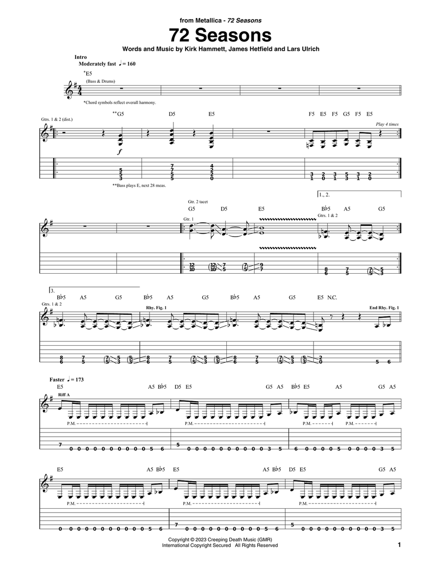 72 Seasons Electric Guitar scores gallery preview page 1