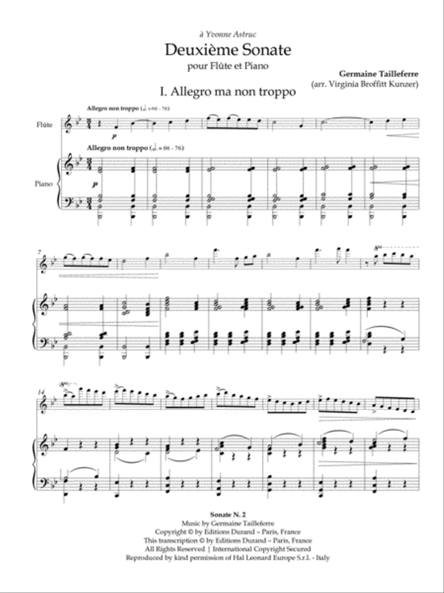 Deuxieme Sonate for Flute and Piano Flute Solo scores gallery preview page 2