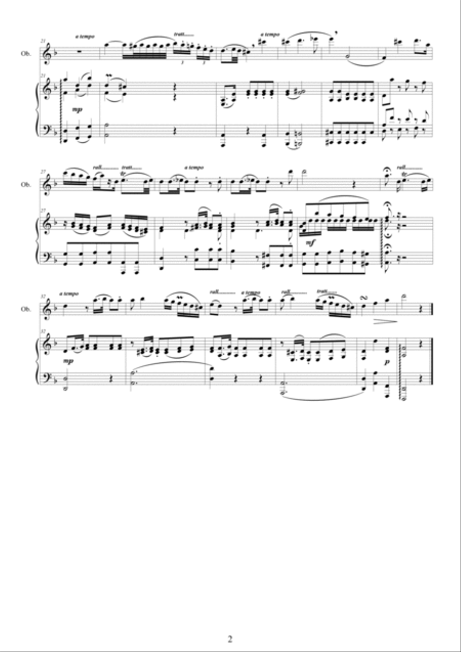 Mozart - Oboe quartet in F major K370 - 2 Adagio - Oboe and Piano Piano scores gallery preview page 2