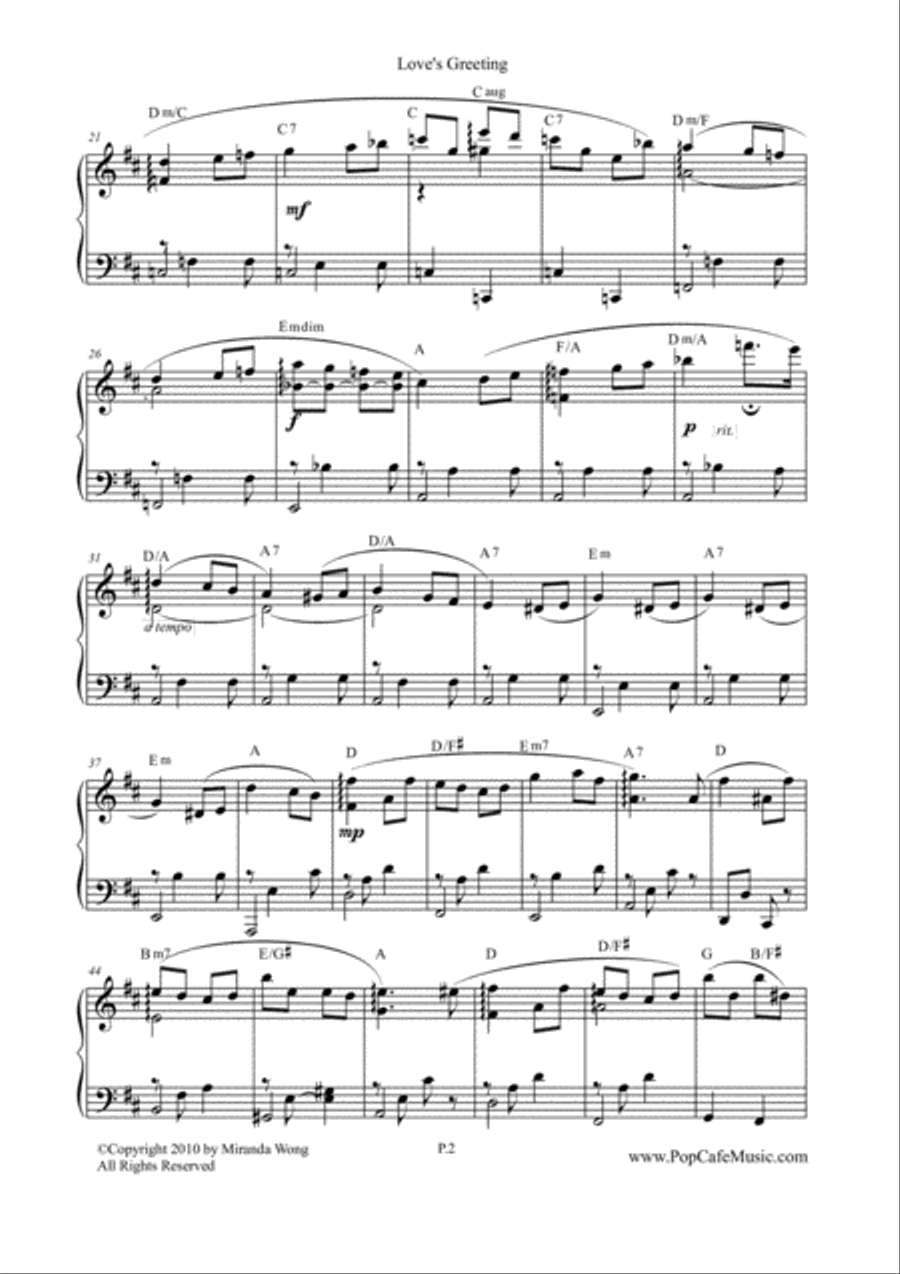Love Miracle + Love's Greeting (Romantic Piano Solo) by Miranda Wong Small Ensemble scores gallery preview page 4
