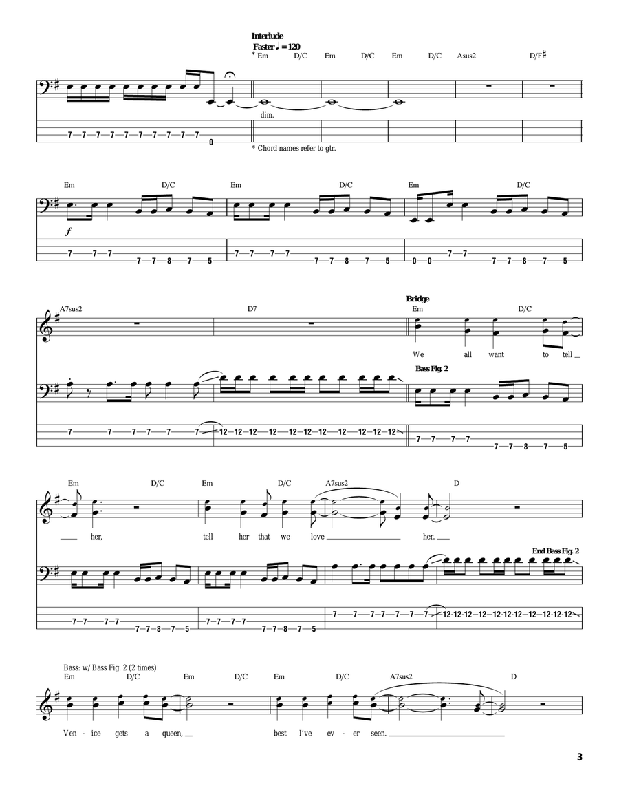 Venice Queen Venice Queen Bass Guitar Tablature scores gallery preview page 3
