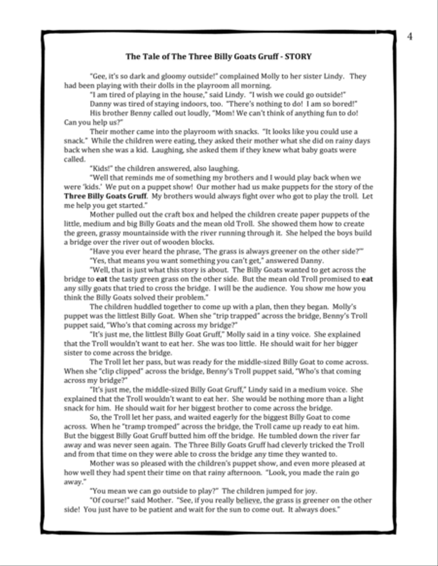 The Tale of the Three Billy Goats Gruff - Lesson Plans Packet