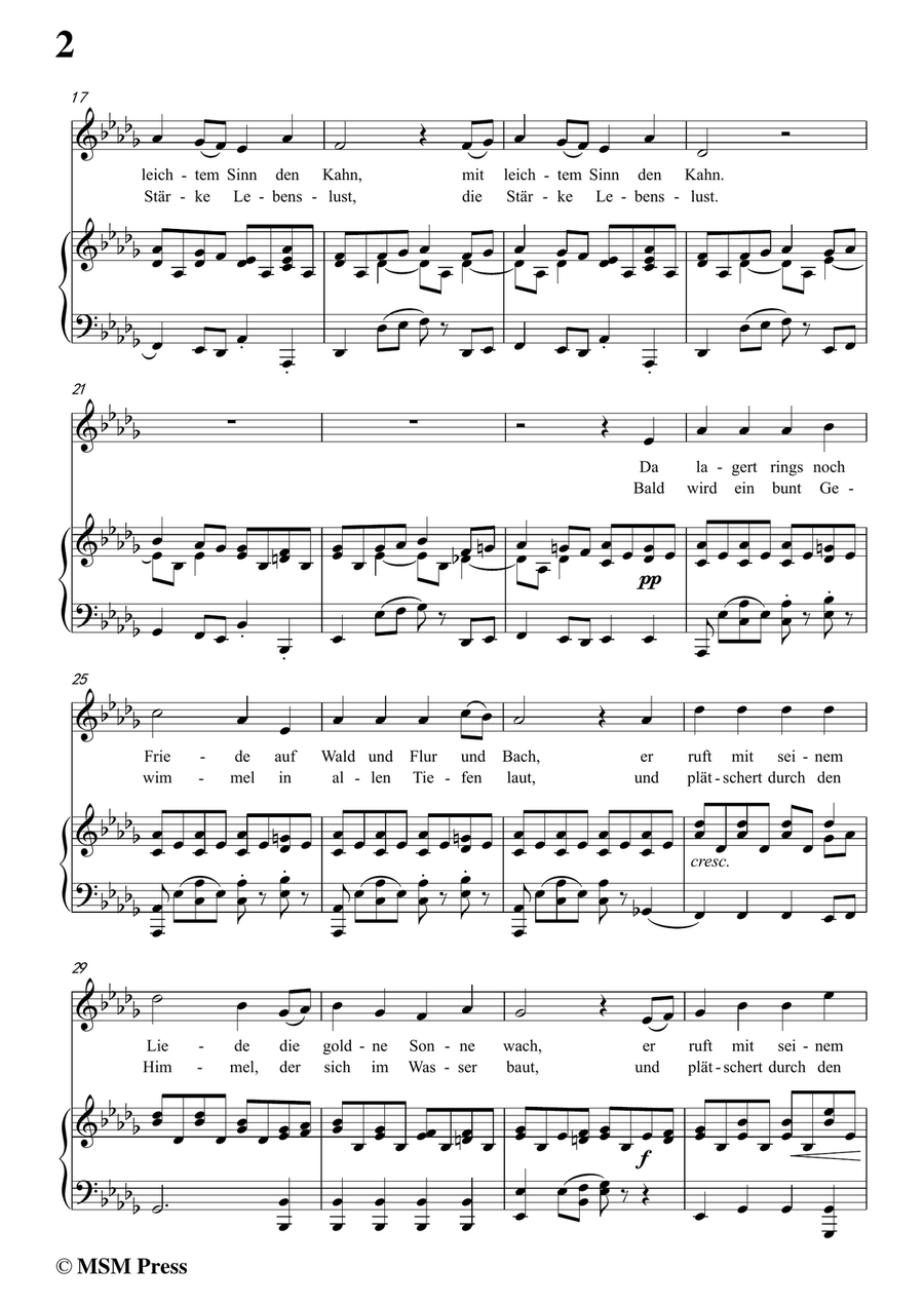 Schubert-Fischerweise,in D flat Major,Op.96,No.4,for Voice and Piano Piano, Vocal scores gallery preview page 4
