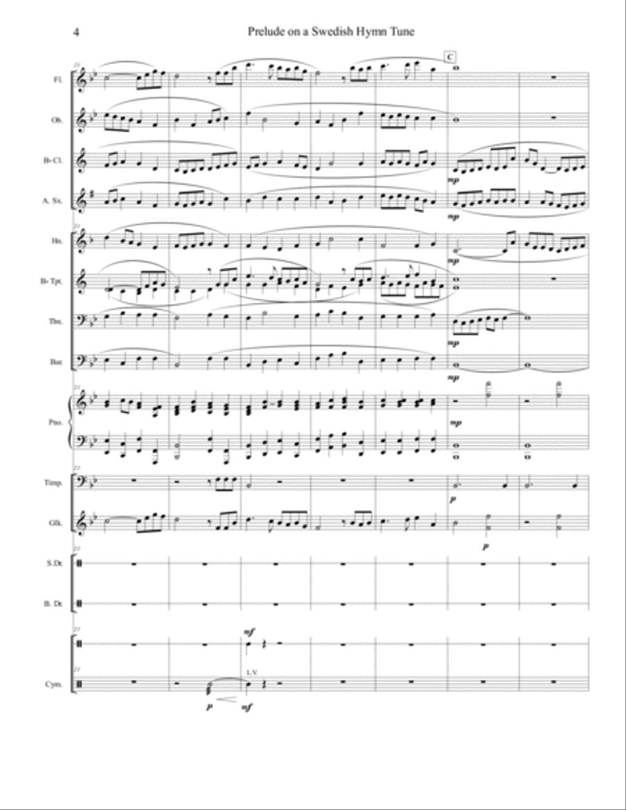 Prelude on a Swedish Hymn Tune (concert band grade 2.5), arr. Brenda Portman Concert Band scores gallery preview page 4