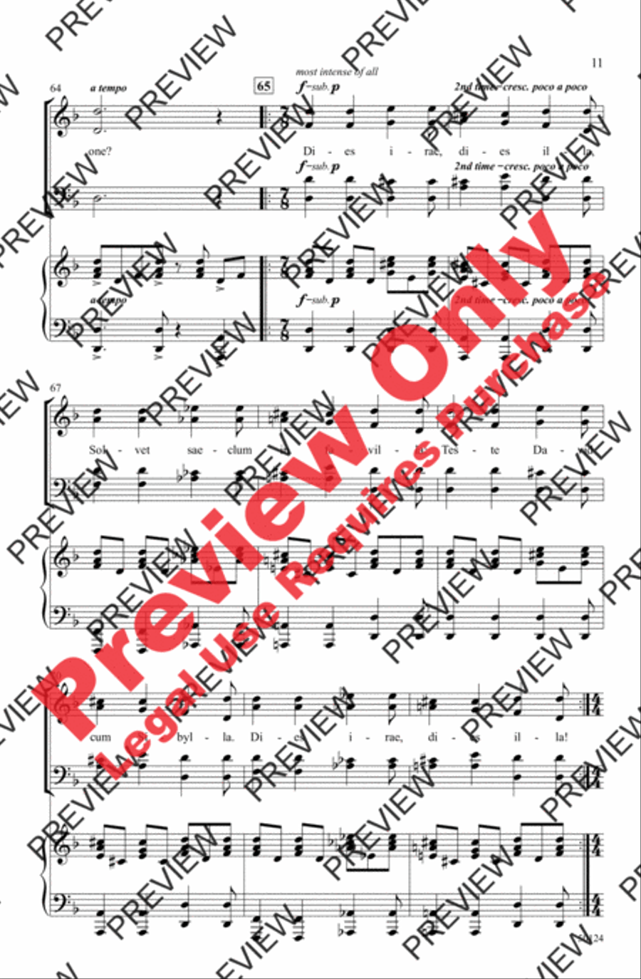 Didn't My Lord / Dies Irae 4-Part scores gallery preview page 11