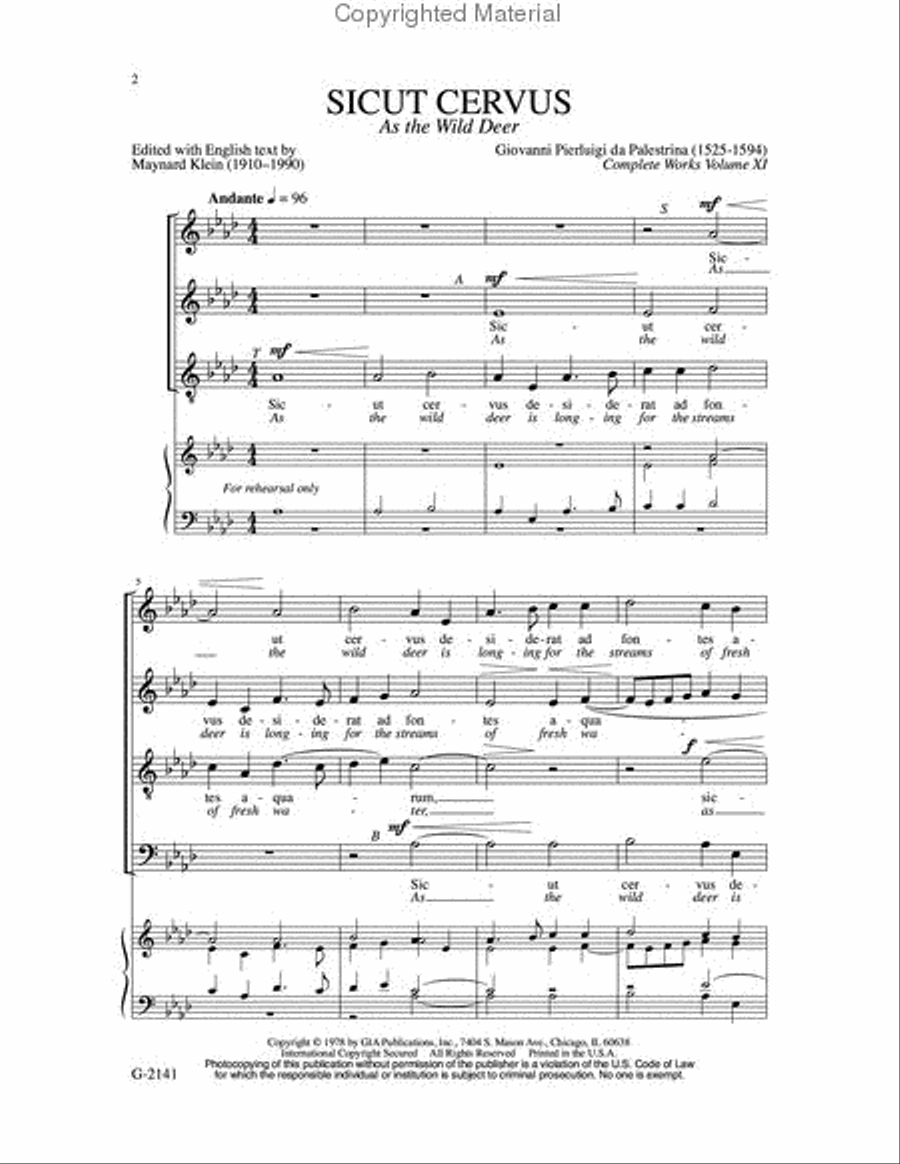Sicut cervus 4-Part scores gallery preview page 2