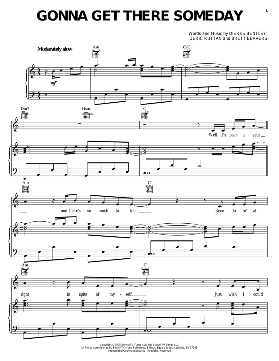 Gonna Get There Someday Piano, Vocal, Guitar scores gallery preview page 1