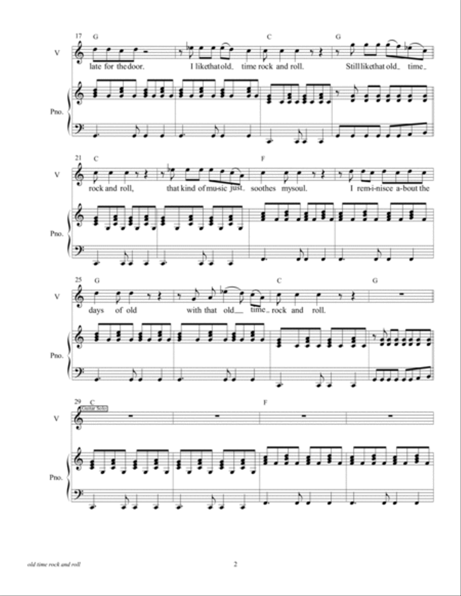 Old Time Rock & Roll Piano, Vocal, Guitar scores gallery preview page 4
